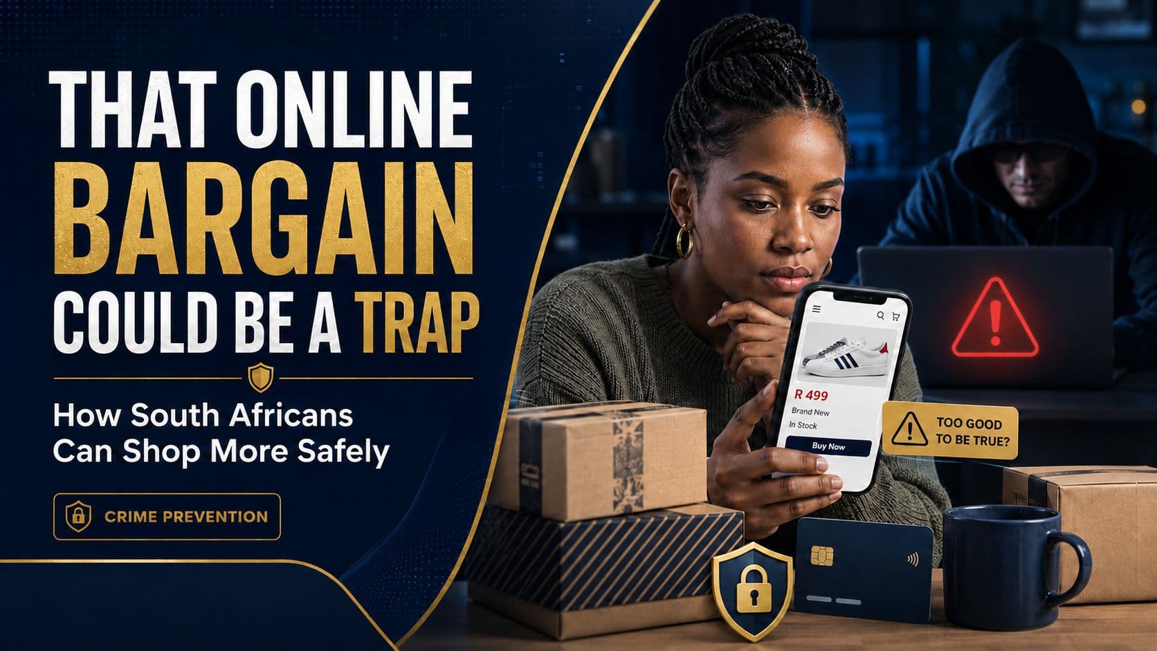 South African online shopper checking a marketplace listing carefully before making payment